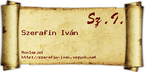 Szerafin Iván névjegykártya