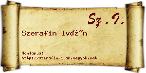 Szerafin Iván névjegykártya